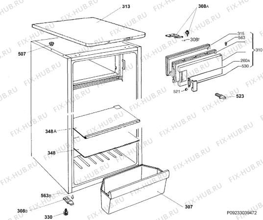 Взрыв-схема холодильника Zanussi ZRG15805WA - Схема узла Housing 001